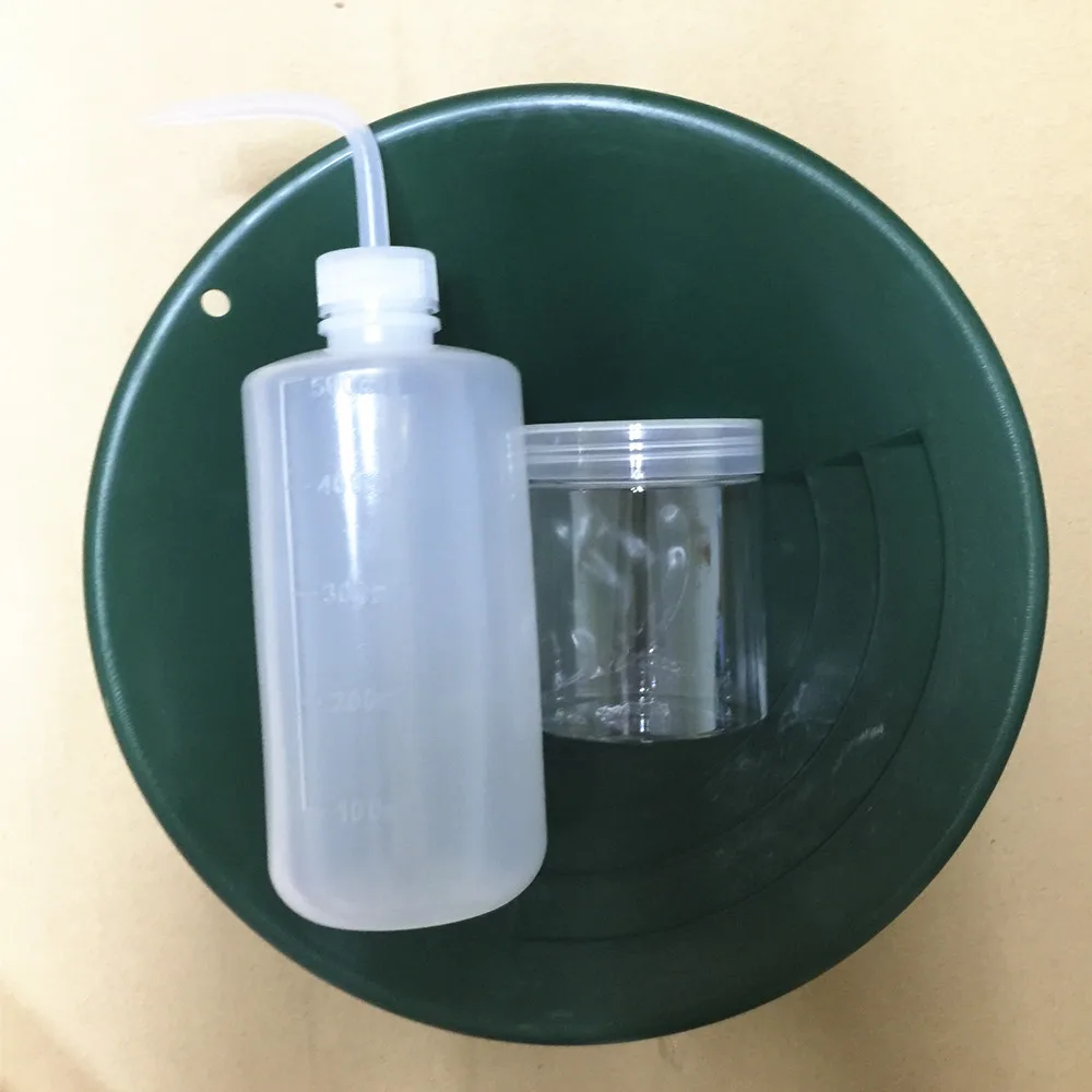 Cepillo de lavado dorado, tamiz de pantalla, sartén subterránea, Detector de metales, juego de herramientas de 10 pulgadas, Panning dorado y botella para limpiar