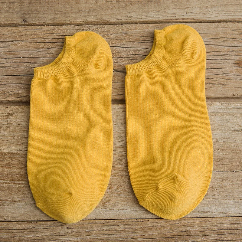 Женские носки-лодочки, женские носки, подарочные цветные хлопковые женские носки, одноцветные носки в студенческом стиле - Цвет: Ginger Yellow