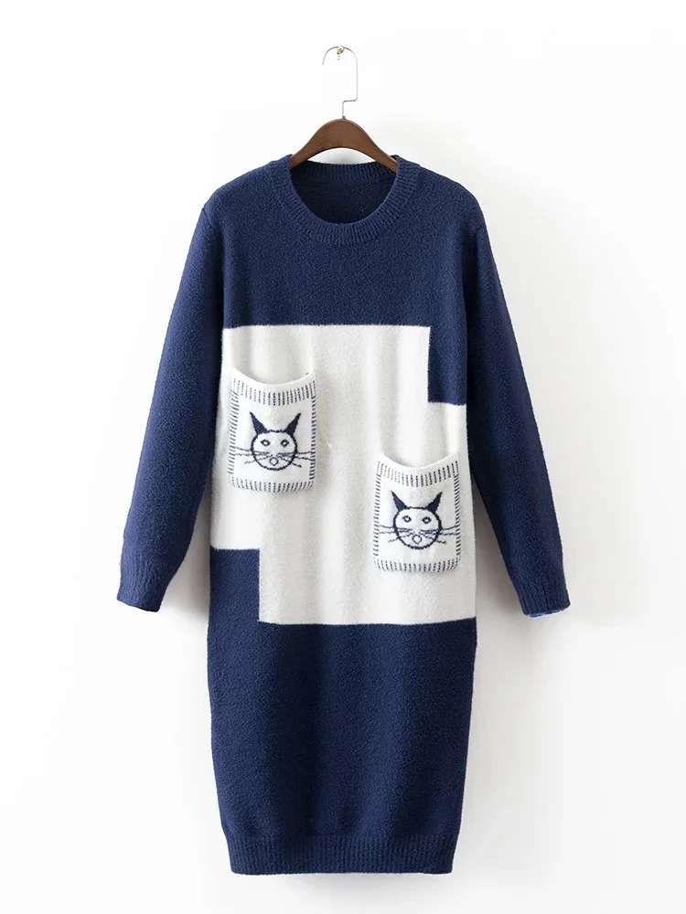 

Women Winter Autumn Sweater Knitted Dresses Sweaters Long Sleeve Slim Elastic O Neck Bodycon Robe Sweaters Vestidos