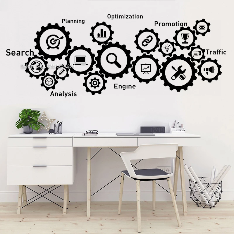 Поисковая Наклейка на стену Gearwheel для работы в команде украшение офиса