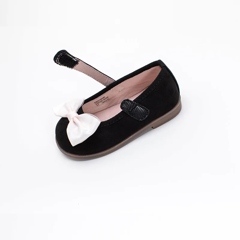 DBS19099 Dave Bella autumn baby girl bow solid leather shoes children girls brand shoes