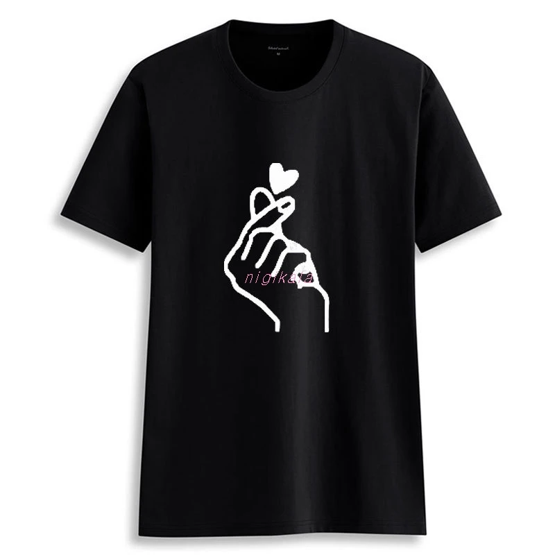 

Finger Love Than Heart Action Print T-shirt Cross-Border Cotton Light Ladies T-shirt 5 Color Short-Sleeved Summer Shirt Tshirt
