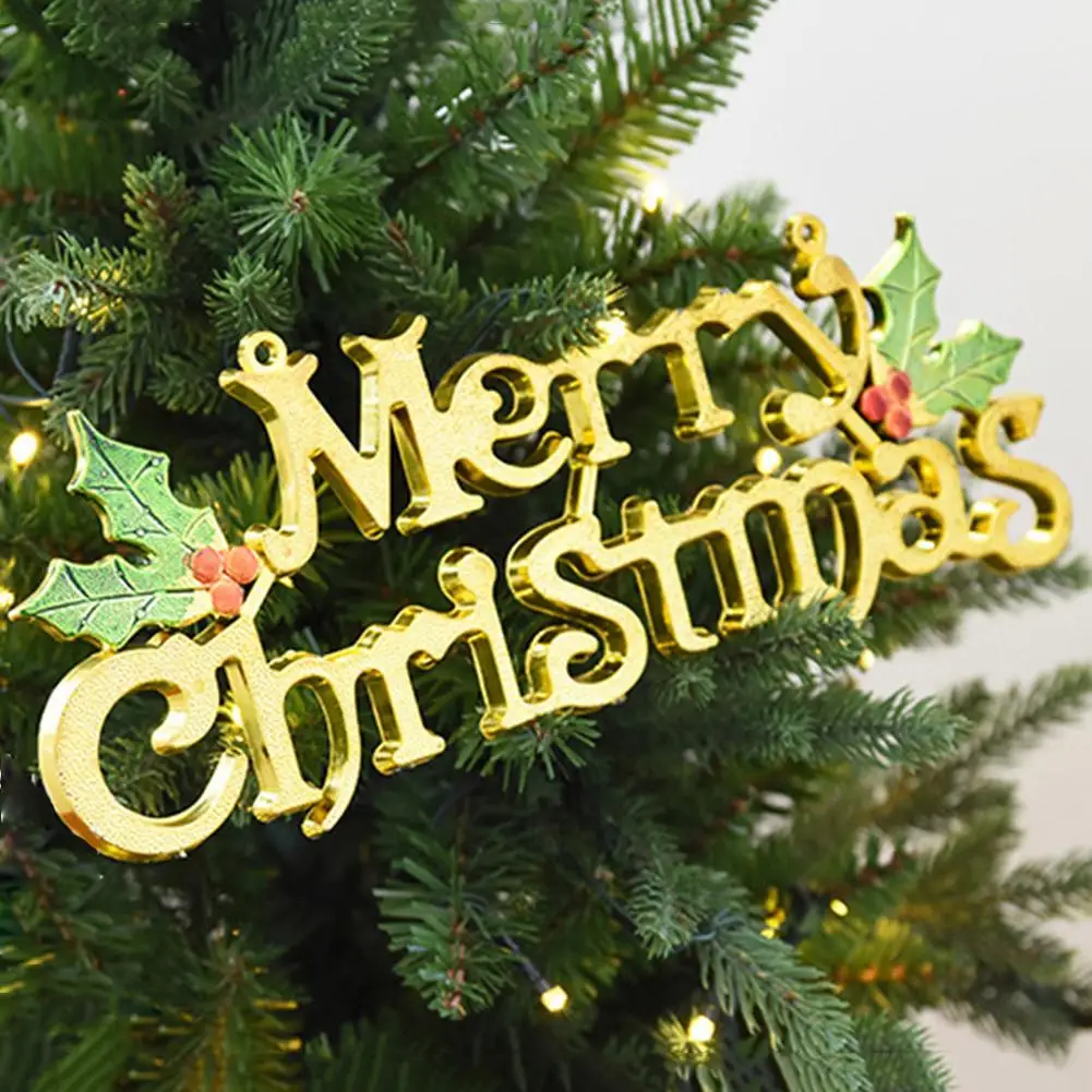 Christmas Tree Pendant Decoration Ornament New Year Shiny Merry Letter gold