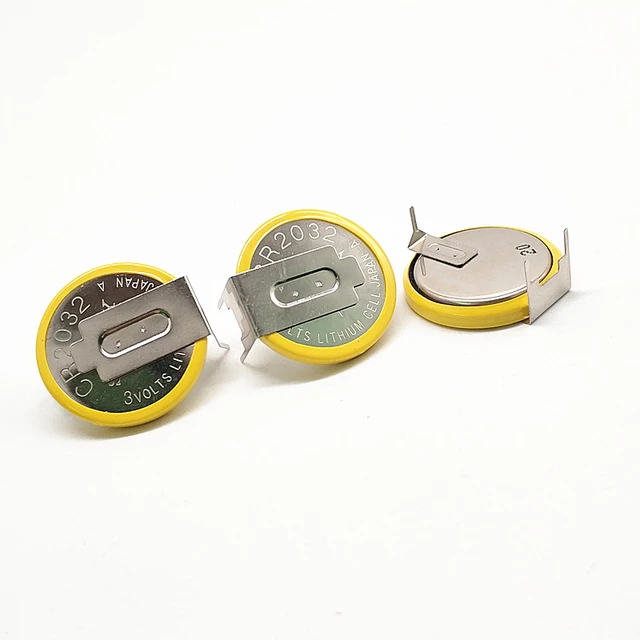 2pcs CR2032 Horizontal welding three-legged battery 3V button