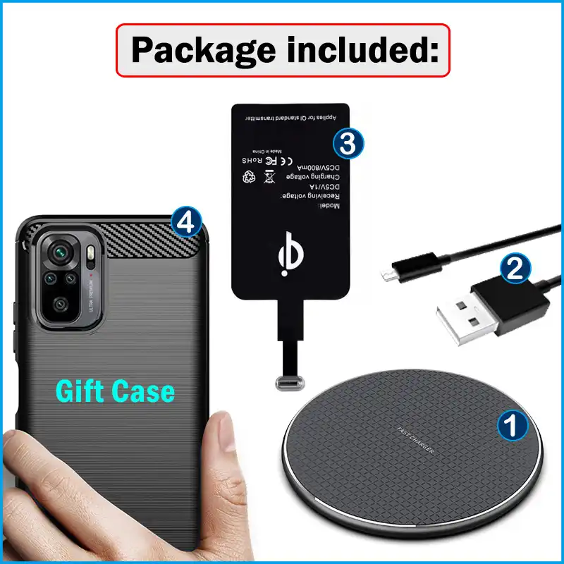 Qi Wireless Charging Receiver For Xiaomi Redmi Note 10 Pro Max 10s 10t 10 5g Phone Wireless Charger Usb Type C Charging Adapter Wireless Chargers Aliexpress