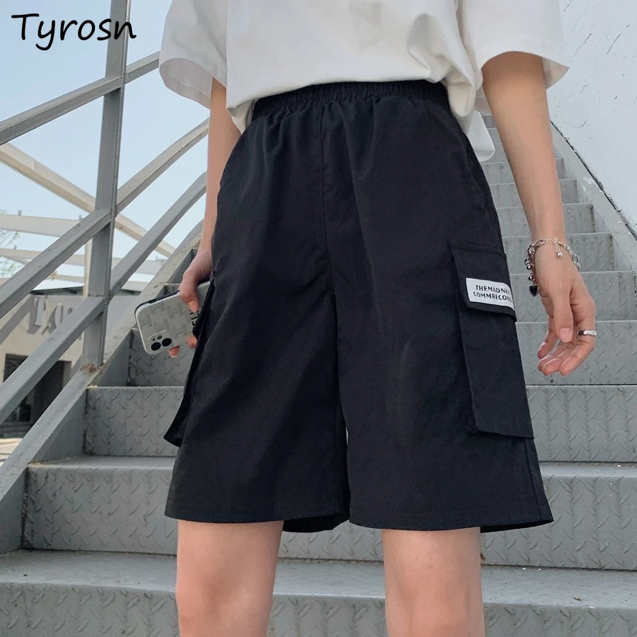 

Cargo Shorts Women Retro All-match High Waist Knee-length Short Streetwear Hip Hop Safari Style Baggy Trousers Tooling Teens Ins