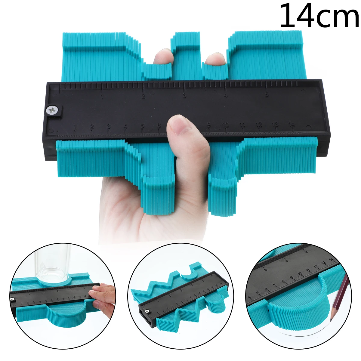 12/14/25/50cm Plastic Profile Gauge Contour Gauge Duplicator Profile Ruler For Copying Irregular Shape Wood Marking Tool Tilimg - Цвет: 14cm green