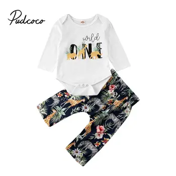 

pudcoco 2pcs Baby Boys Girls Kids Clothes Set Newborn Infant Long Sleeve Tops Bodysuits Cartoon Pants Casual Outfit Clothing Set