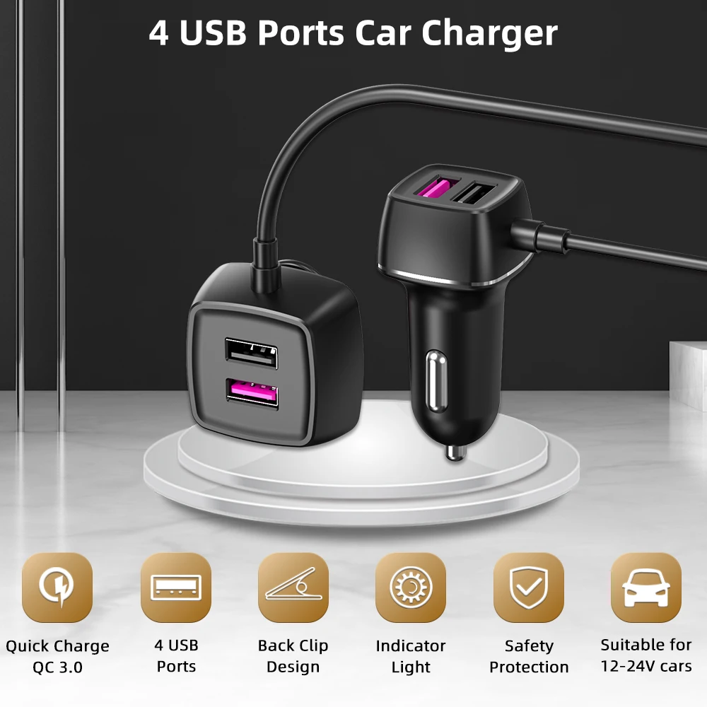 Deelife USB QC 4 порта Автомобильный мобильный телефон зарядное устройство 60 Вт 12В 24В