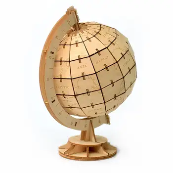 

DIY Toys Globe 3D Wooden Puzzle Toy Assembly Model Wood Craft Kits Desk Decoration for Children Kids