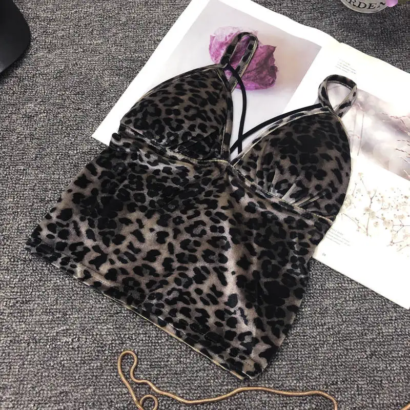 098 gray leopard Летнее бюстье, леопардовая майка, Женский Топ без рукавов, бандаж, сексуальная майка, укороченный топ, женские Стрейчевые короткие бархатные топы, бюстгальтер, жилет C5317 - Цвет: 098 gray leopard