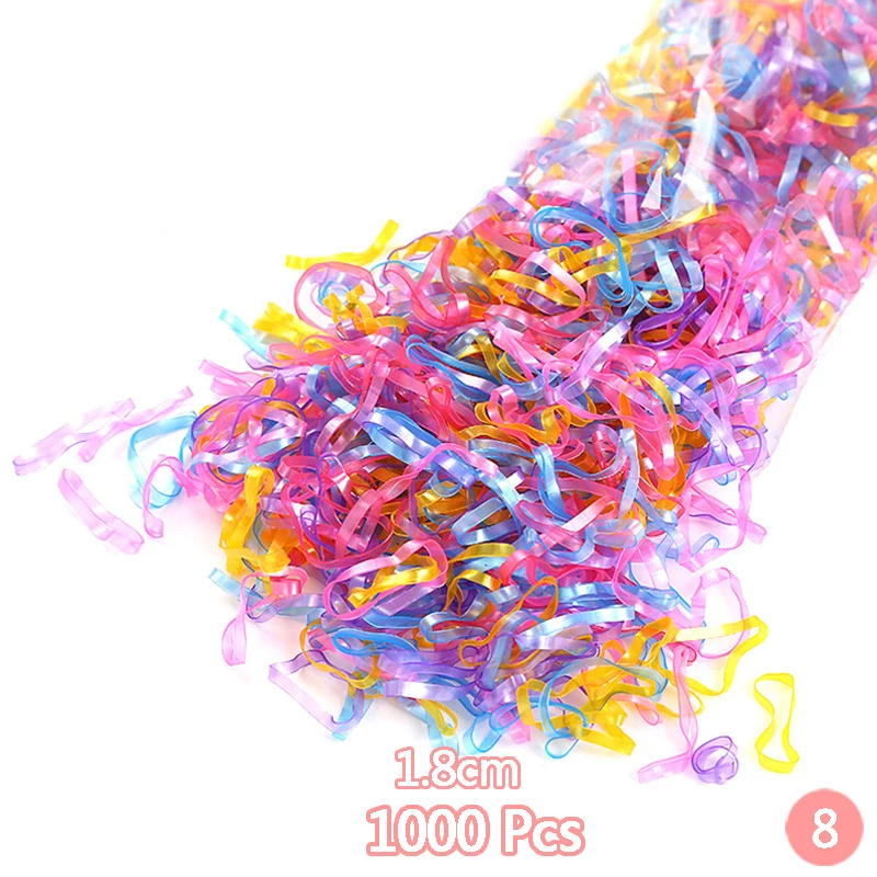 2500/1000/800/500 шт./лот цветная одноразовая эластичная резинка для волос для девочек, милая резинка для волос «конский хвост», аксессуары для волос - Цвет: 1.8x1000   8