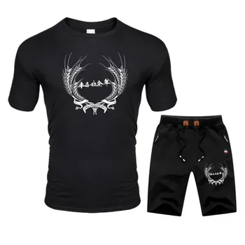 

New summer suit short sleeve sportswear men's two-piece printed T-shirt + shorts men's casual sportswear bodybuilding clothing
