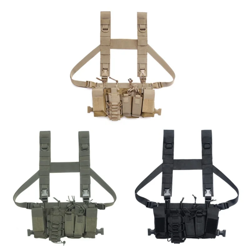 

Radio Harness Tactical Chest Rig Bags Chest Front Pack Pouch Holster Military Vest Waist Adjustable Two Way Radio Pocket