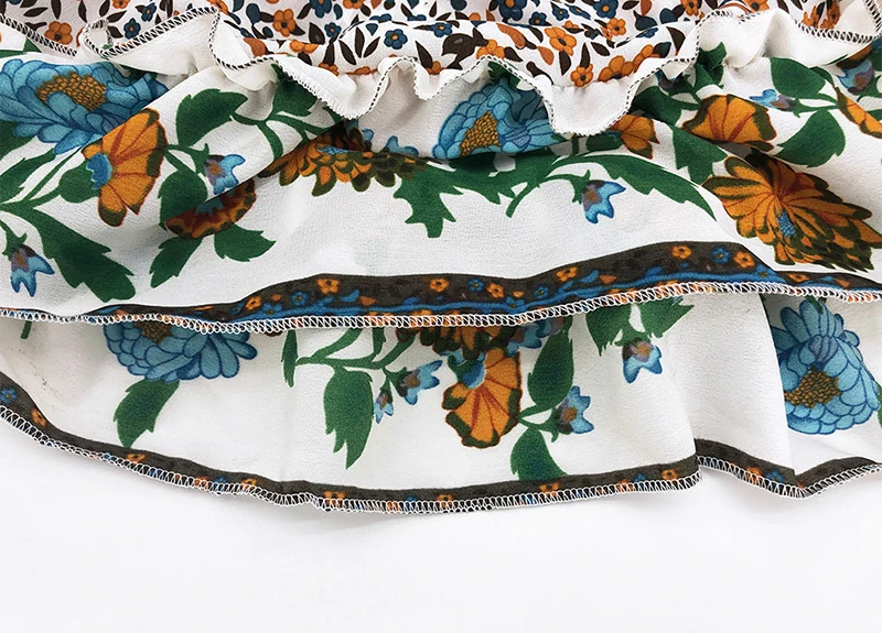 Everkaki, женские короткие юбки, бохо, цветочный принт, оборки, цыганская Этническая Женская винтажная мини-юбка, низ для женщин,, новая мода