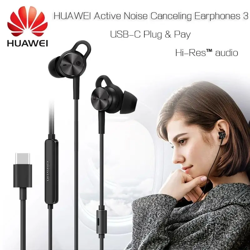 HUAWEI Active наушники с шумоподавлением 3 оригинальные usb type C ANC 3 CM-Q3 Hi-Res качество музыки mate 10 20 RS P20 Pro Honor V 10