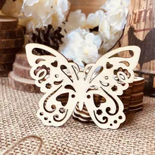 10pcs Cute Butterfly Shape Wood Gift Tag Creative Laser Cut Wooden Bookmarks Decoration Stationery Office Supplies