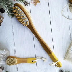 Eco Wholesale With Logo Body Cleaning Tools Hand Massage Back Combing Set Wet Dry Hair Bamboo Double-sided Bath Brush DREWTI
