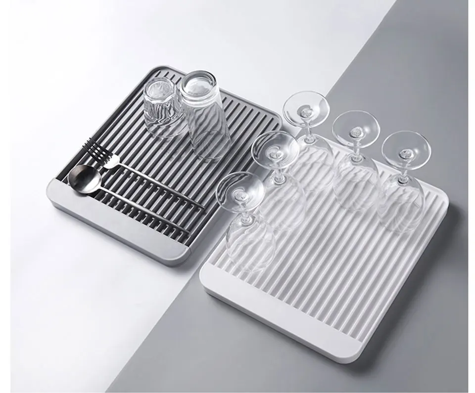 Non-slip Diatom Mud Cup Drain Tray Dish Rack Cup Drain Tray Versatile Household Tableware Plastic Fruit Storage Tray Holde