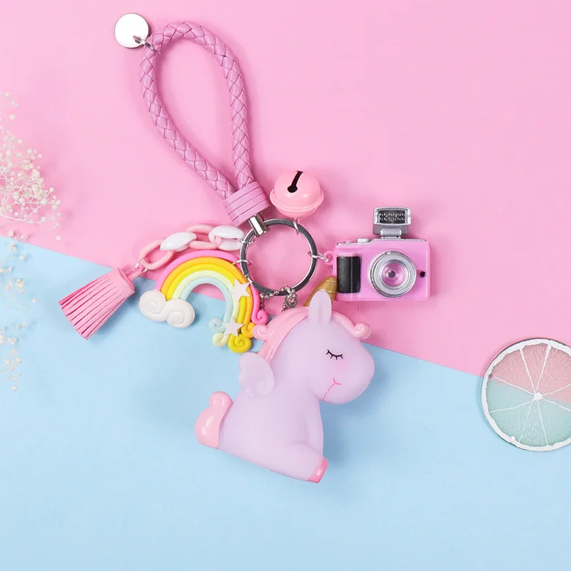 INS брелок для ключей с единорогом женские брелоки с милым кроличьим мехом Рекс мяч мои маленькие брелки для ключей Сумочка Подвеска