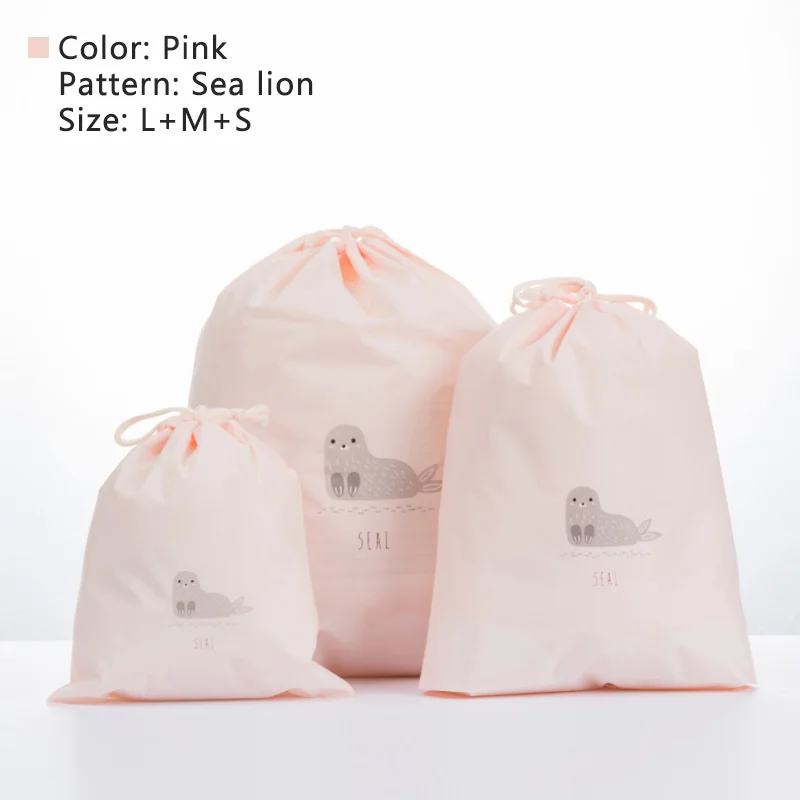 Sea lion-Pink Для женщин милые сумки для хранения шнурок сумка для макияжа ПВХ Водонепроницаемый косметическая сумка органайзер для путешествий Чехол туалетные принадлежности, мытье комплект сумка чехол - Цвет: Sea lion-Pink