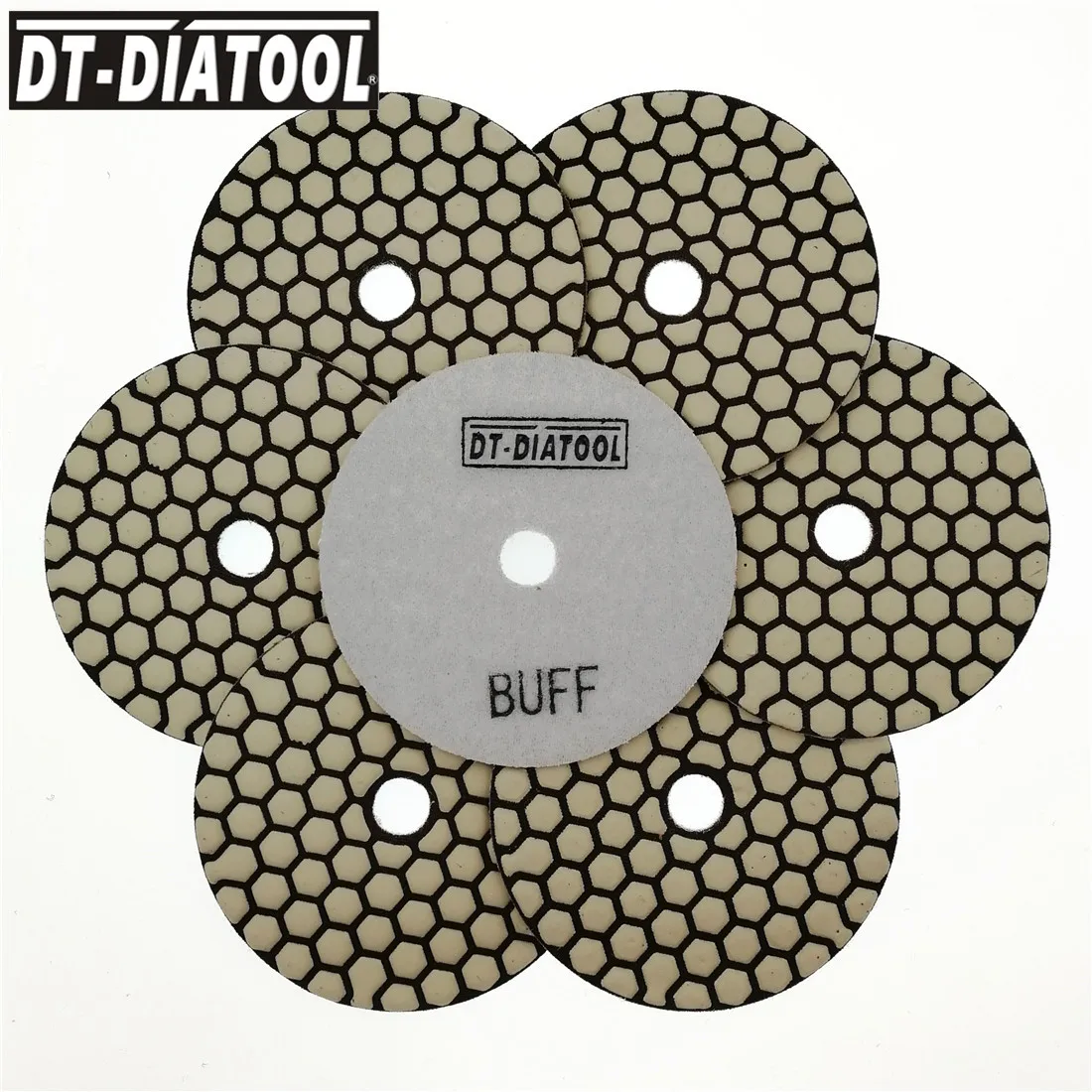 DT-DIATOOL 7pcs Dia 4 inch/100mm Resin Bond Diamond Dry Sanding Disc #White BUFF Polishing Pads For Granite Marble Stone