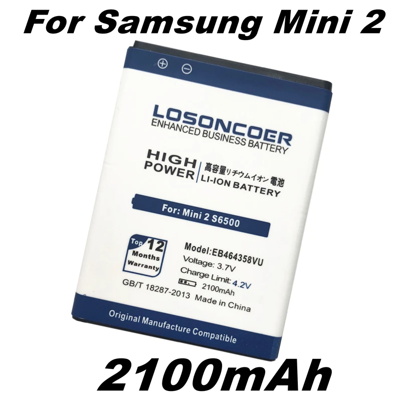 LOSONCOER 2100 мАч EB464358VU запасная батарея для samsung Galaxy Y Duos S6102 Mini 2 S6500 S6802 Galaxy Ace Plus S7500 S7508