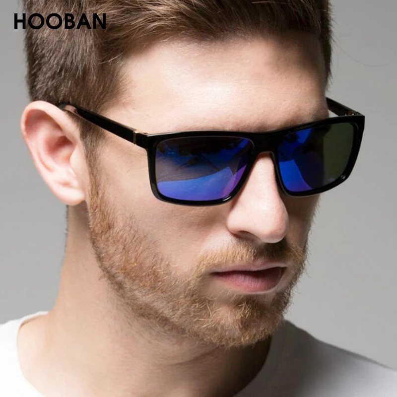 Tanie HOOBAN Fashion Square męskie okulary przeciwsłoneczne klasyczne prostokątne duże męskie