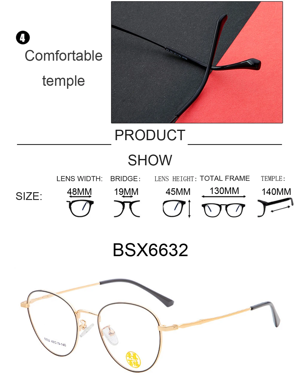 Female Glasses BSX6632 Retro Round Eyeglasses Style Eyewear Metal Optical Frames Double Color Spectacles