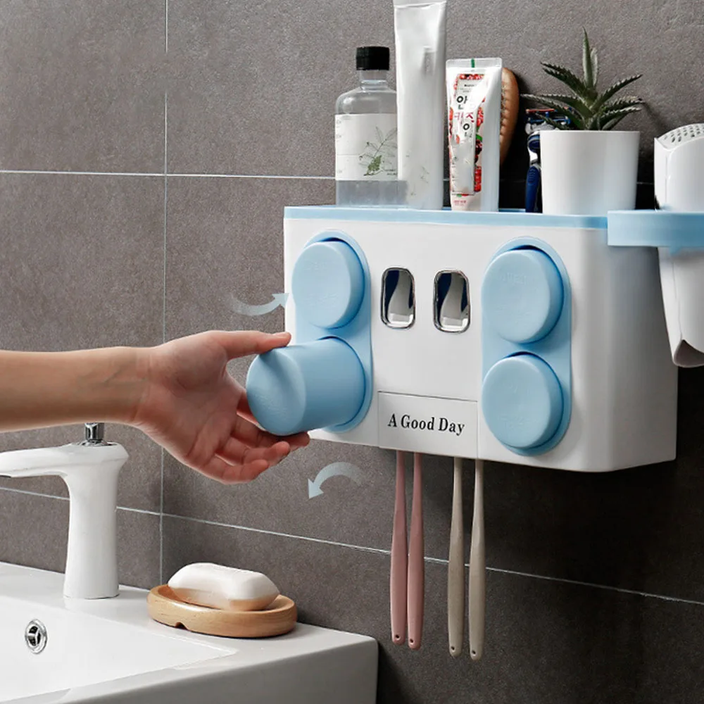 

Wall Mount Dust-proof Toothbrush Holder Dispenser Hair Drier Rack Automatic Toothpaste Squeezer Dispenser Bathroom Accessories