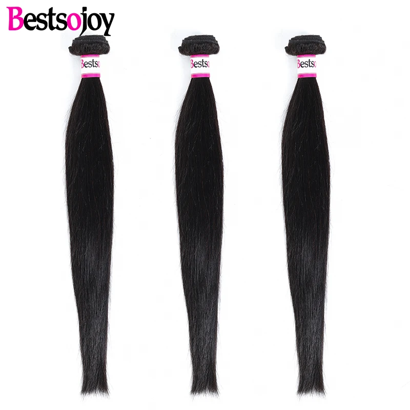 

Bestsojoy Peruvian Straight Hair Weave Bundles 100% Human Hair Bundles Natural Color Remy Human Hair Extensions 3 Bundles