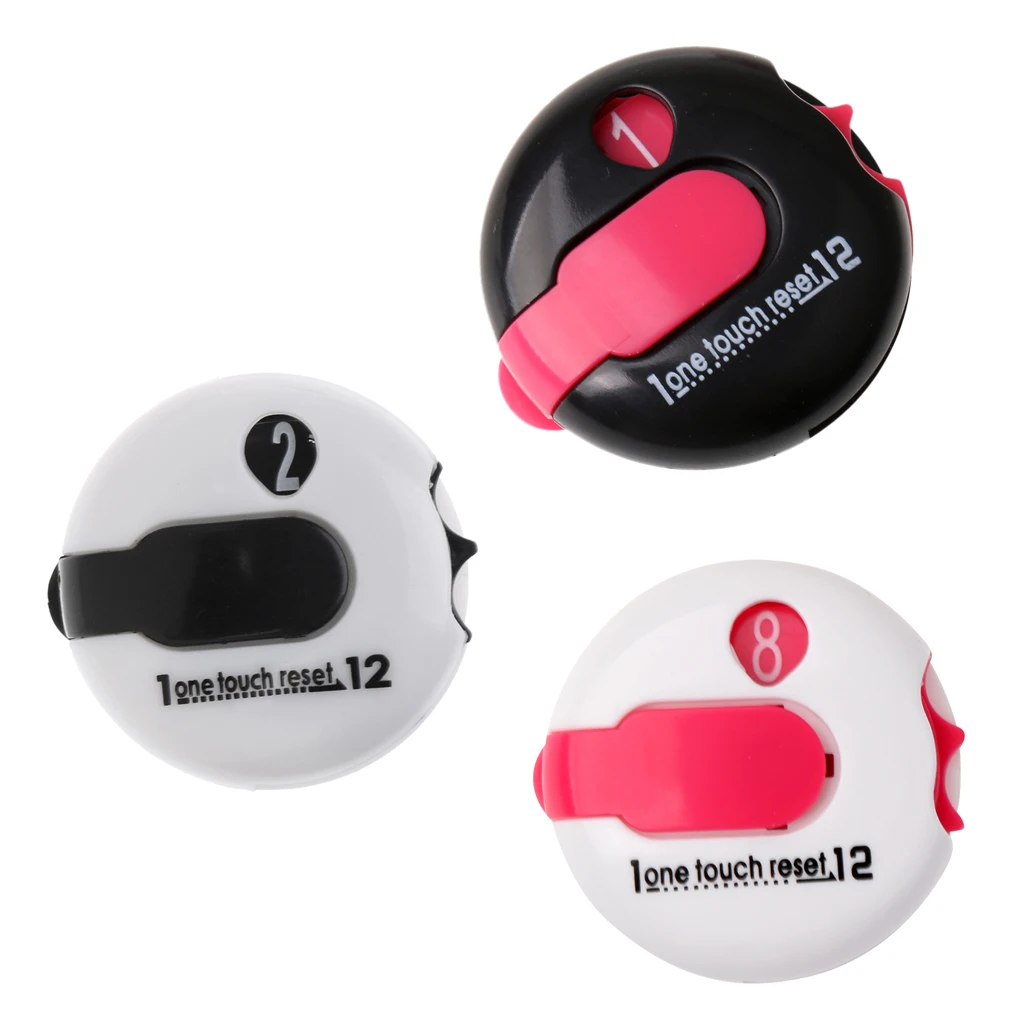 Set 3 Mini Compact Professional Golf Counter- 1 Touch Reset Clip On Golf Stroke Score Counter