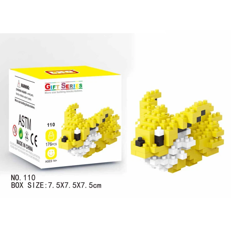 Mini Building Blocks 3D DIY Micro Brick Block Gift Toy Pokemon Cyndaquil Farfetch'd Jolteon Ho-Oh Onix Vaporeon Venusaur Popplio