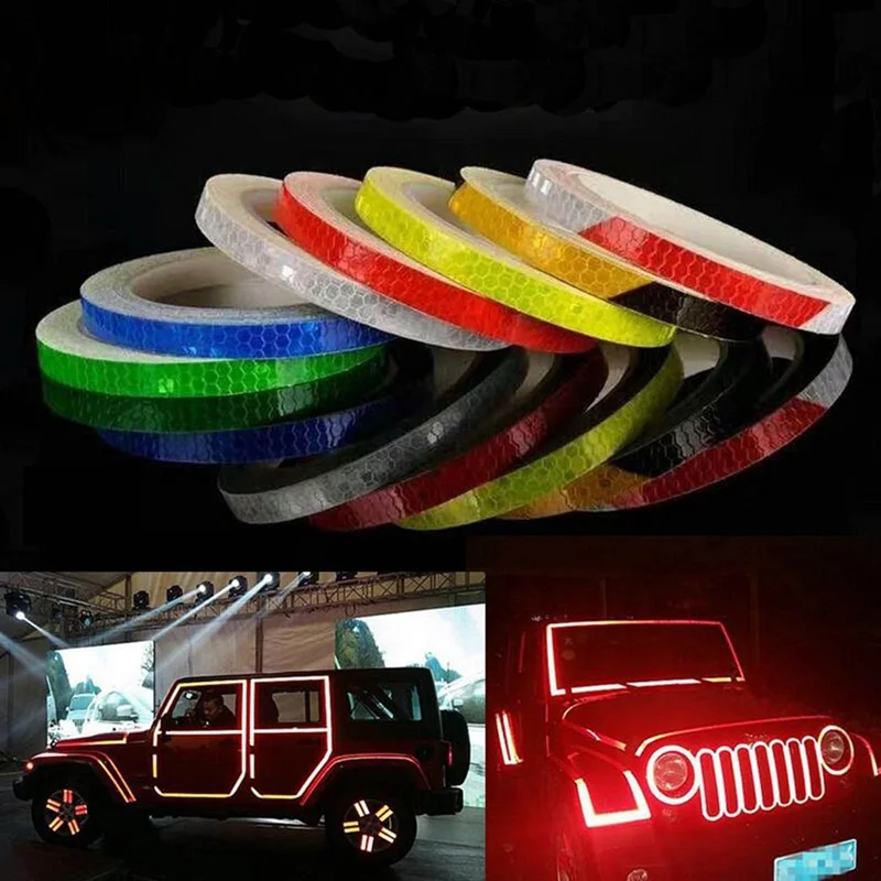 

1Pcs Car Motorcycle Reflective Stickers Auto Car Vehicle Bike Body Night Reflective Stickers Car Warning Self-adhesive Tape