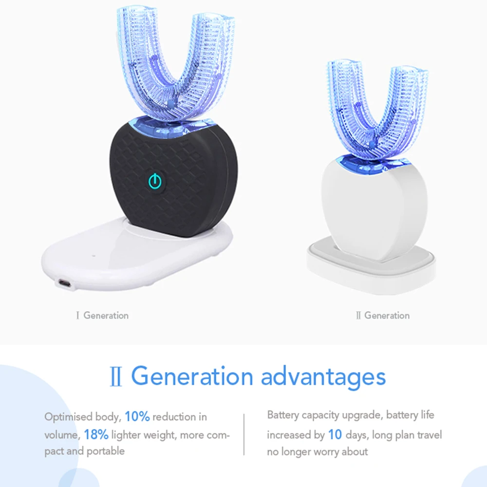 360 Degree Automatic Electric Toothbrush Rechargeable Sonic Dental Toothbrush USB Silicone Brush Heads Oral Care Smart U Type 360 Degree Automatic Electric Toothbrush Rechargeable Sonic Dental Toothbrush USB Silicone Brush Heads Oral Care Smart U Type