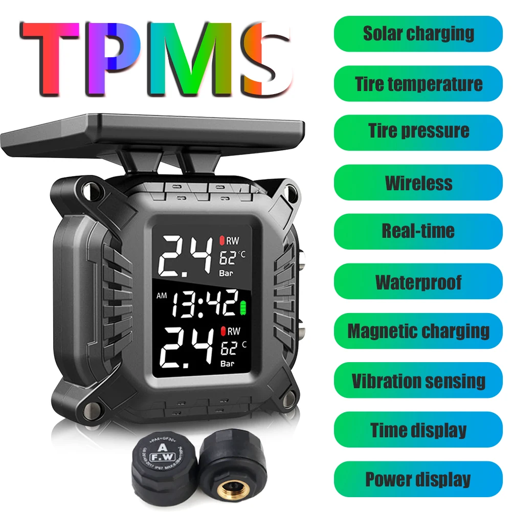 Wireless LCD Motorcycle TPMS Tire Pressure Monitor Systems+2 Sensors Wireless LCD Motorcycle TPMS Tire Pressure Monitor Systems+2 Sensors