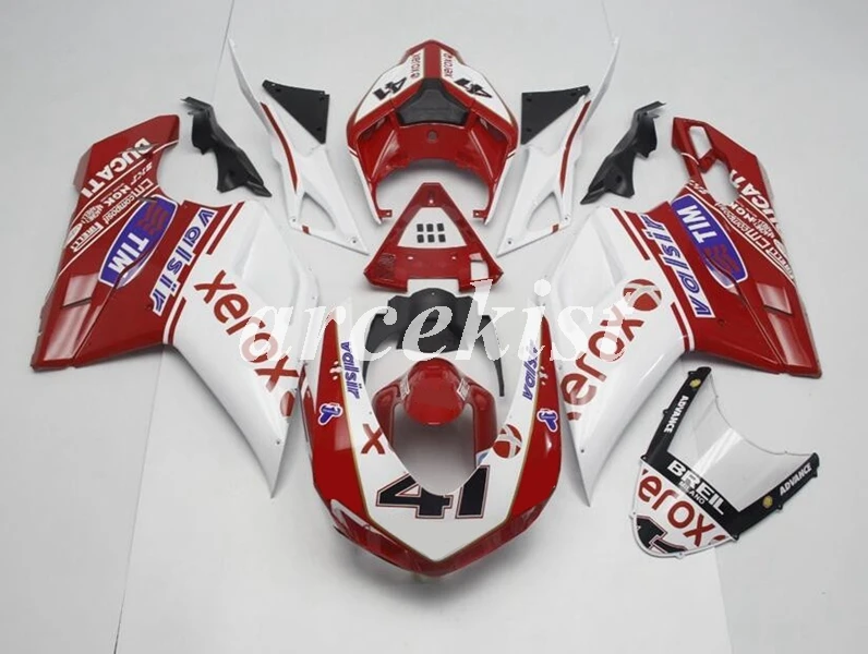Инъекций ABS Полный обтекатели комплект подходит для поездок на мотоцикле DUCATI 848 evo 1098 1198 1098S 2007 2008 2009 2010 2011 2012 тела комплект одежды с цифрами 7 - Цвет: number 41