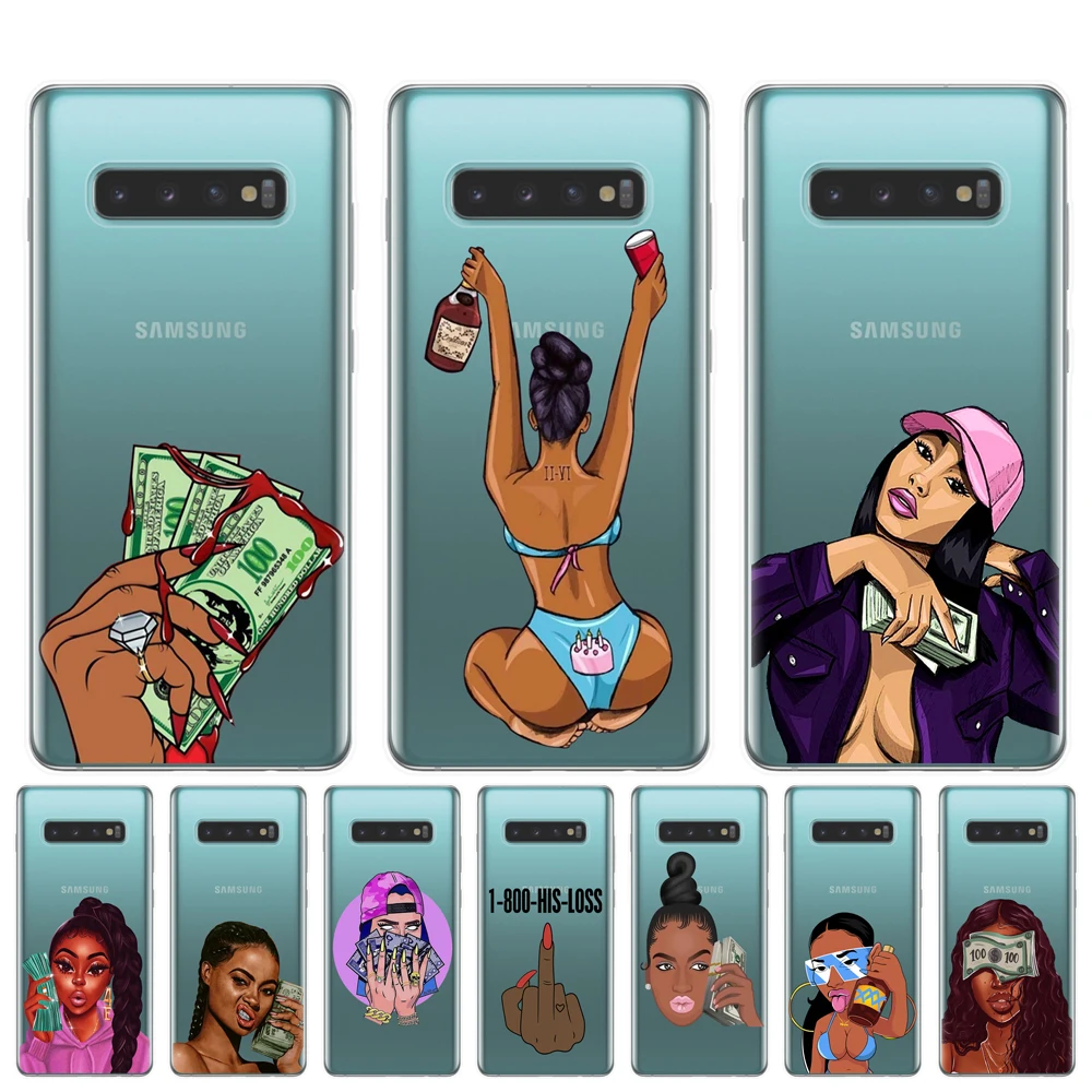 

Phone Case For Samsung S10 S9 S8 Plus S10e 5G S6 S7 Edge S10 Lite Cover MAKE MONEY Not Friends Kash Black head Girl Cases Coque