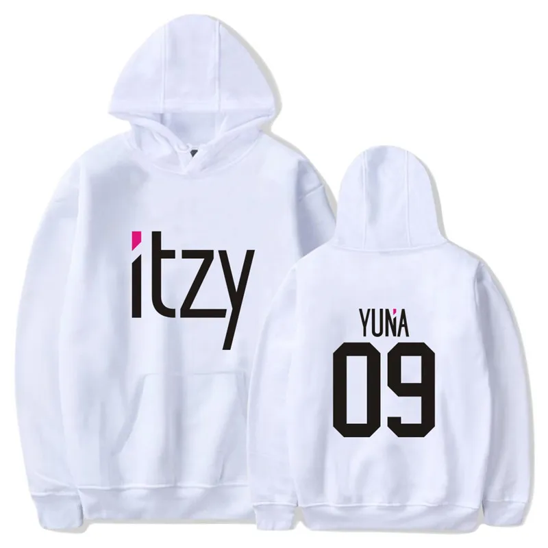 White YUNA PG072 ITZY LIA YEJI YUNA RYUIN CHAERYEONG толстовки KPOP пуловеры с капюшоном - Цвет: White YUNA