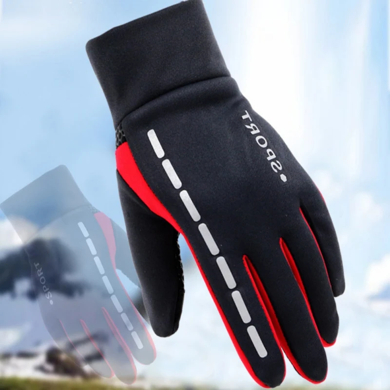 Зимние велосипедные перчатки с сенсорным экраном флисовые теплые и ветрозащитные лыжные перчатки для верховой езды
