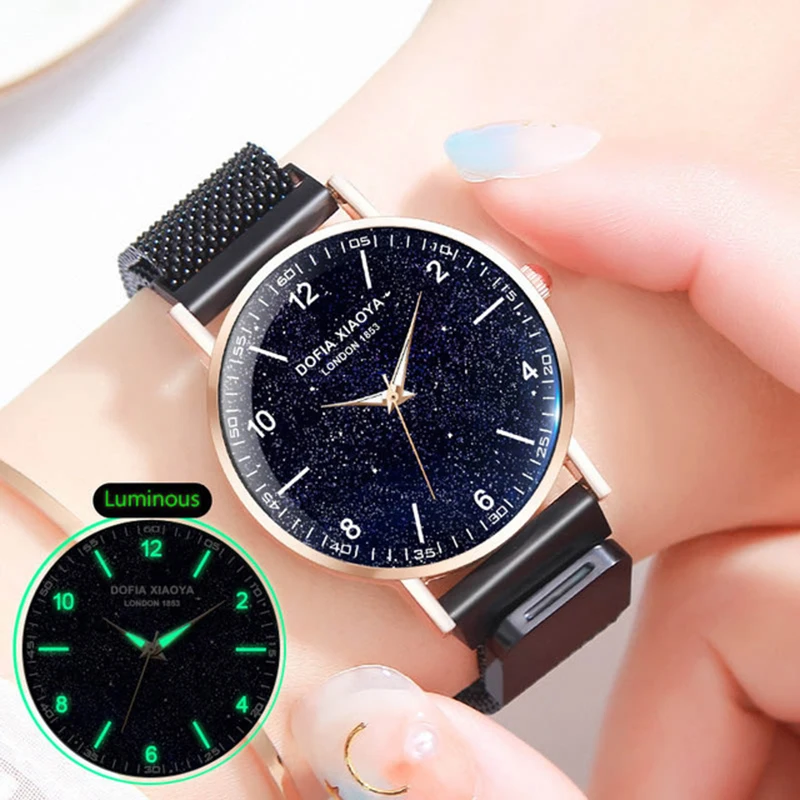 

Fashion Bracelet Magnetic Rose Gold Watch Women Starry Sky Watches For Luminous Female Clock relogio feminino relojes para mujer
