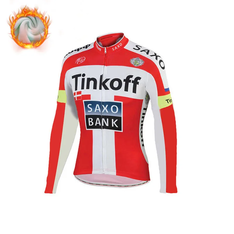 Winter Cycling Shirt Tinkoff зимняя одежда для велоспорта, термальный флисовый комплект для велоспорта, Ropa Bike, MTB, комбинезон, брючный костюм, Майо, Ciclismo Hombre - Цвет: Winter Cycling Shirt