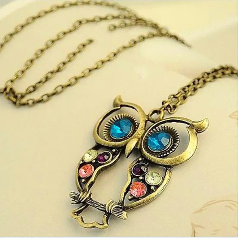 Alloy Korean Version Jewelry Retro Color Drill Hollow Carved Lovely Owl Necklace | Украшения и аксессуары