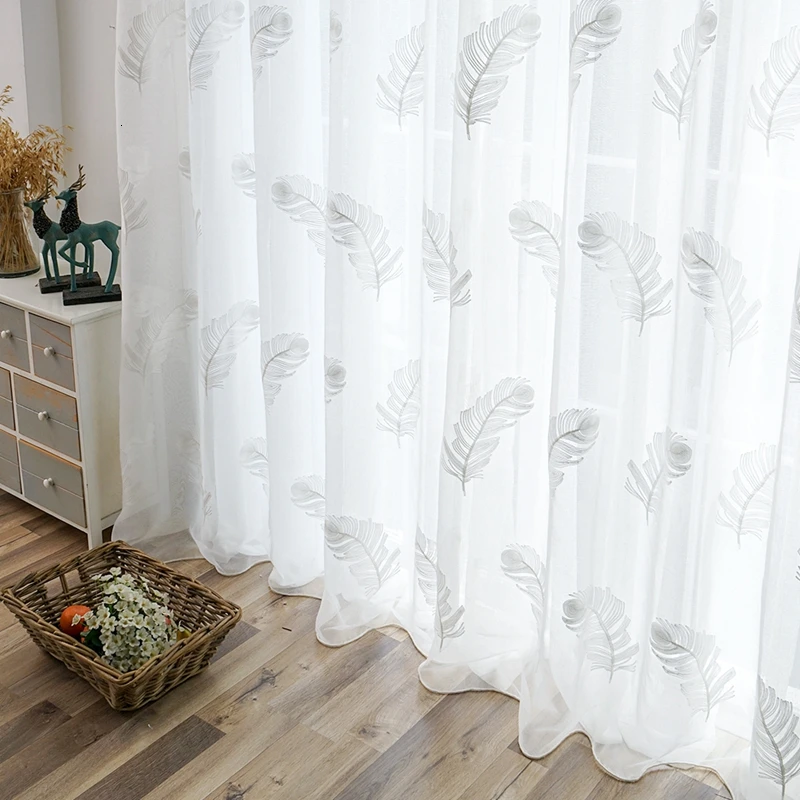 

Tulle Curtains For Living Room Elegant Feather Kitchen Curtain For Bedroom Home Decorative Window Ready Made Curtain Customized