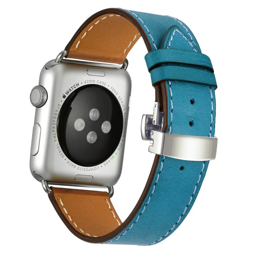 Кожаный ремешок для Apple watch ремешок 44 мм 40 мм correa iwatch 5 4 3 2 ремешок 42 мм 38 мм Пряжка бабочка Apple watch 4 аксессуары