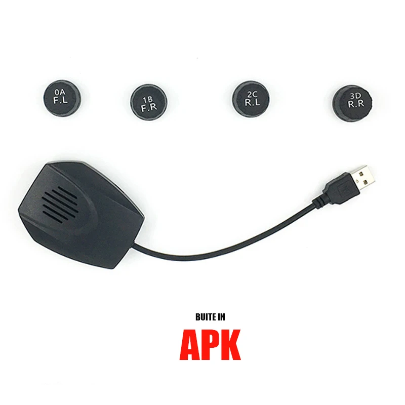 USB TPMS модульный инструмент, TPMS Беспроводная система контроля давления в шинах с 4 крышкой внешние датчики для Android 8,0 8,1 стерео