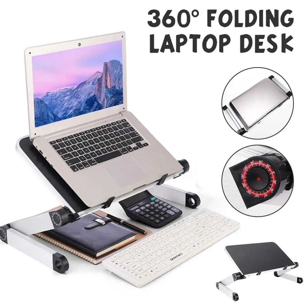 

Portable Adjustable Aluminum Laptop Desk Stand Table Vented Ergonomic TV Bed Lap Stand Up Working Office PC Riser Bed Sofa