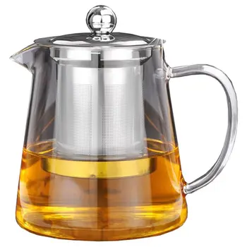 

5Sizes Good Clear Borosilicate Glass Teapot With 304 Stainless Steel Infuser Strainer Heat Coffee Tea Pot Tool Kettle Set 380Ml