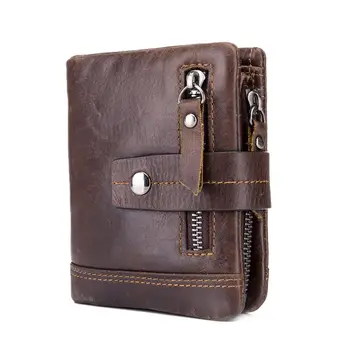 

BULLCAPTAIN Men Bifold Clutch Money Bag Brand Design Leather Card Holder Fashion Retro Male Short Wallet Coffee Purse Wallet Bag