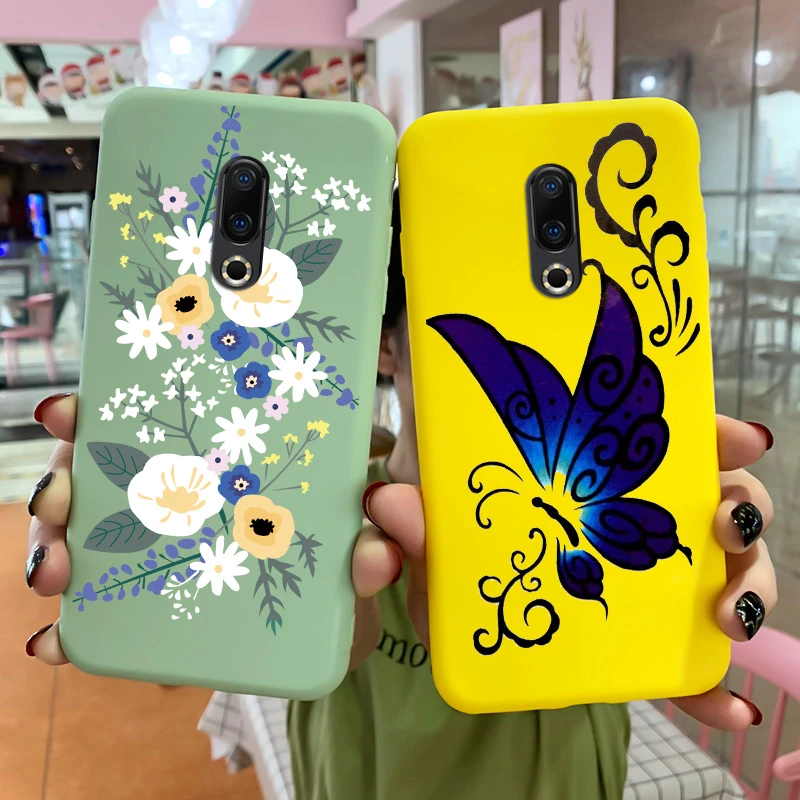 For Meizu 16 16t 16s 16x 16xs Plus Case Cartoon Flower Butterfly Pattern Shell Painted Silicone Protection Phone Cover cases for meizu